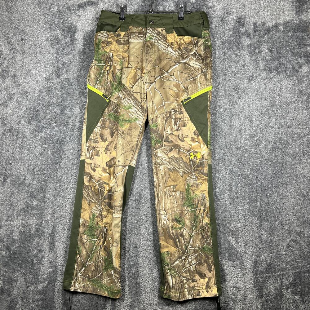 Under Armour Pants Mens 32x32 Green Realtree Storm Camouflage Water Resistant